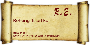 Rohony Etelka névjegykártya